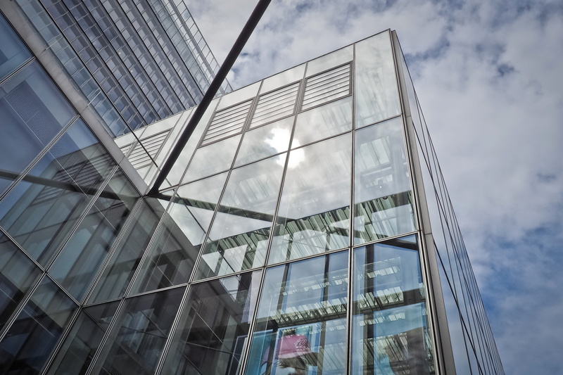 building, aluminium, metal, flawlessness, clear, cloud - sky, city, perspective, clouds, modern, glass - material, Architecture, tall - high, office, no people