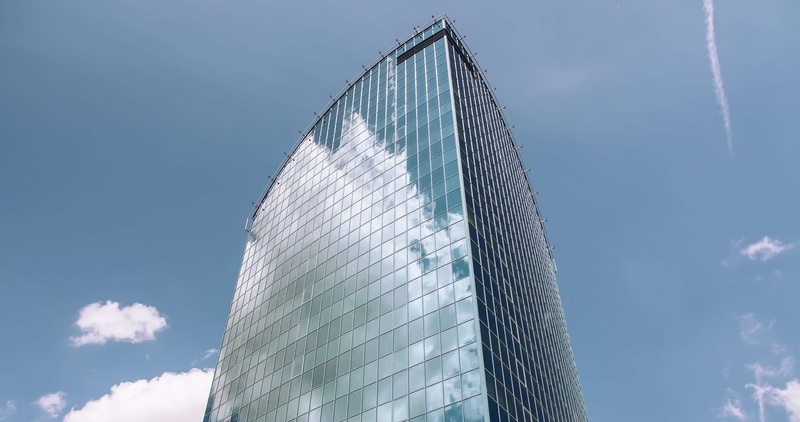 downtown, building, office, alloy, city, facade, windows, nature, skyscraper, no people, reflection, high, office building, steel, urban, low angle view