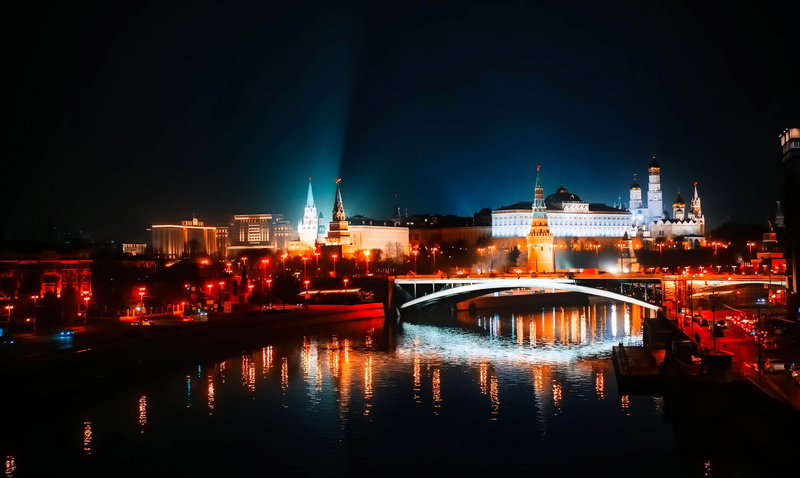 famous Place, building Exterior, copy space, transportation, building, lights, no people, public domain, reflection, long Exposure, Russia, nature, nightlife