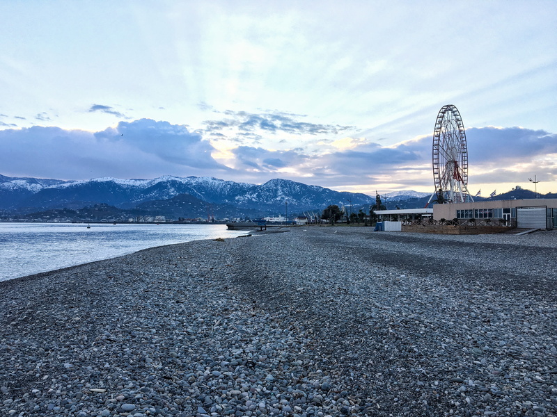 beauty in nature, building exterior, travel destinations, 4K, outdoors, sunrise, architecture, ships, beach, water, mountain, sea, cloud - sky, ferris wheel