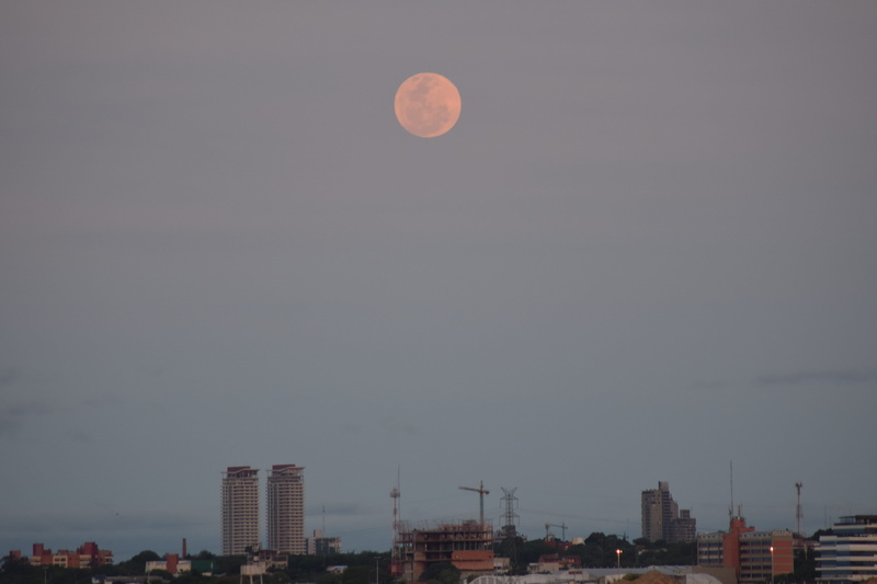 asunción paraguay, building, nature, dusk, asunción capital district, luna llena, 5K, sky, full moon, no people, office building exterior, space, built structure
