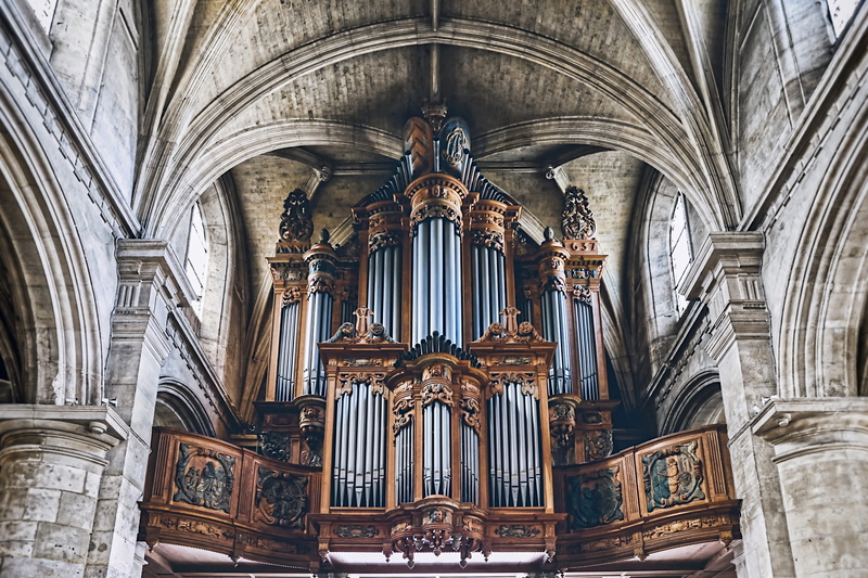 altar, building, place of worship, dame, built structure, the past, indoors, cathedral, france, catholic, organ, le havre, spirituality, religion, church
