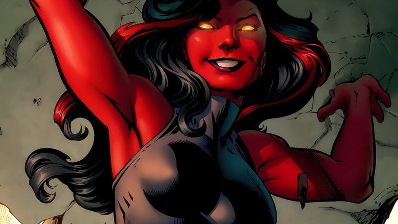 red, illustration, character, 1080P, marvel, hulk, she-hulk, marvel comics, comics