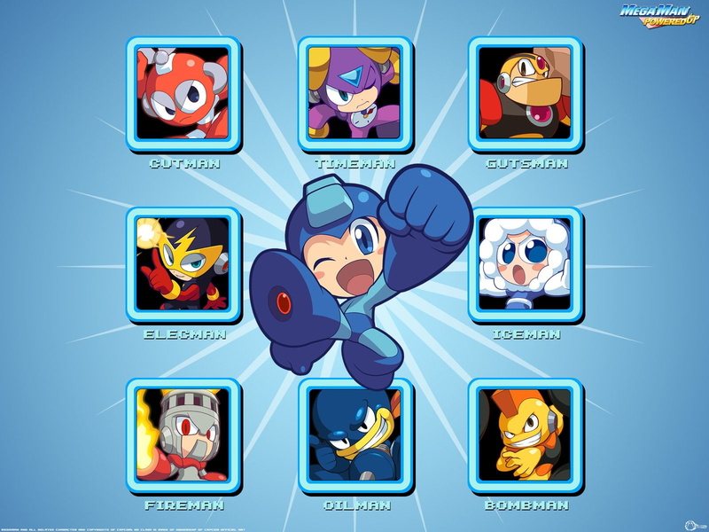 Fire Man (Mega Man), Guts Man (Mega Man), Bomb Man (Mega Man), Cut Man (Mega Man), Mega Man, Mega Man Powered Up, Video Game, 720P, Ice Man (Mega Man)