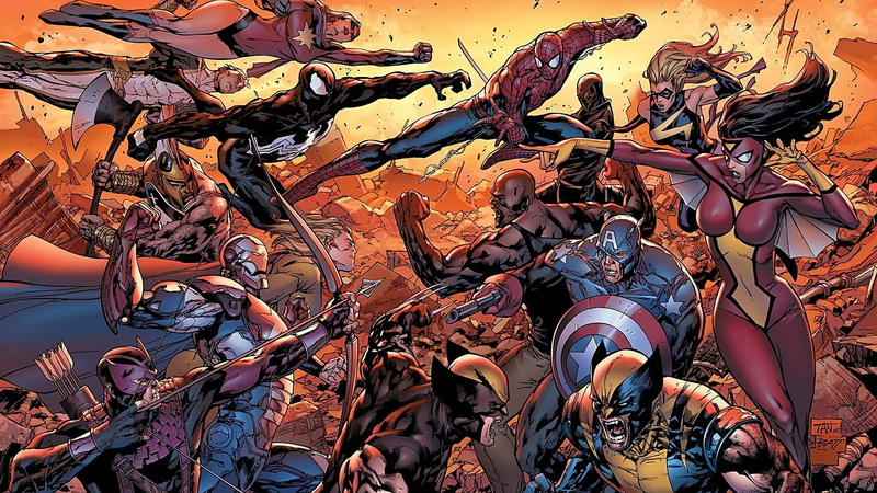 land, outdoors, water, Hawkeye, leaves, large group of objects, Spider-Woman, Dark Avengers, autumn, abundance, Venom, nature, full frame, no people, 1080P