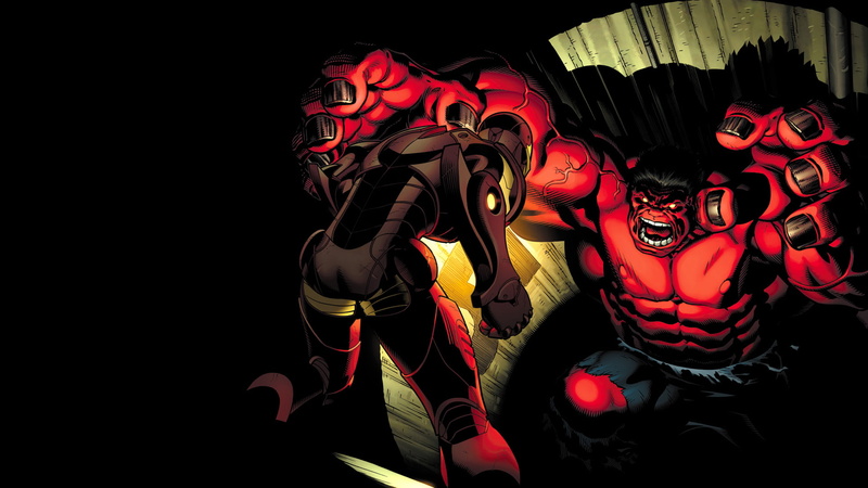 iron, red, hd, cartoon/comic, 1080P, hulk, fight, man, the