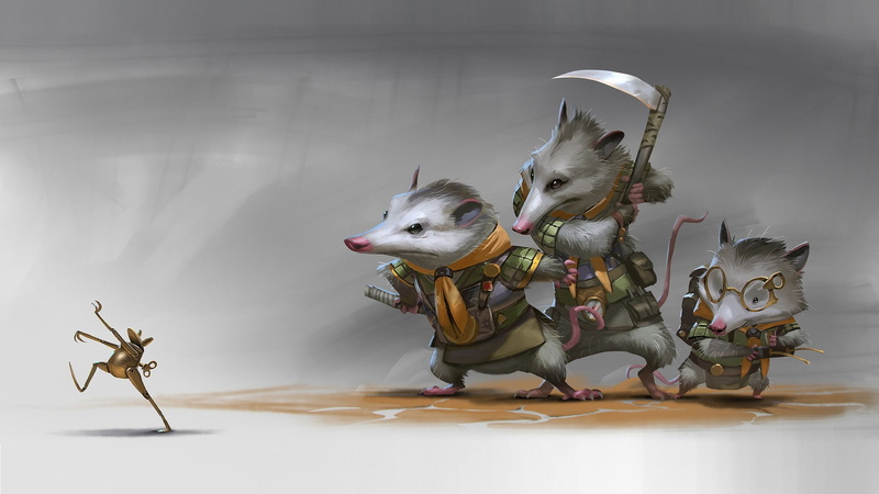 illustration, rats, scouts, scythe, toys, Rudy Siswanto, animals, machine, artwork, mice, digital art, 1080P