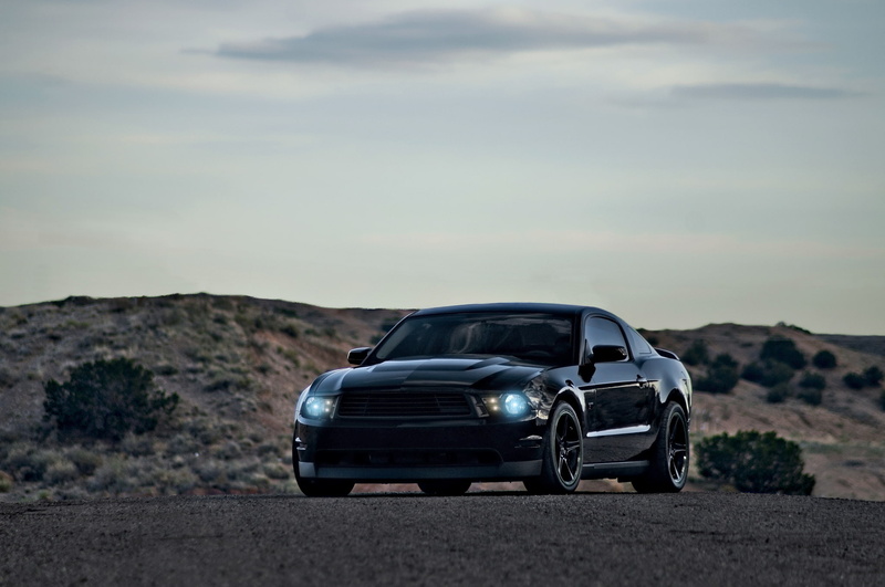 Mustang, the sky, Ford, cope, black, 1080P, muscle car, Boss