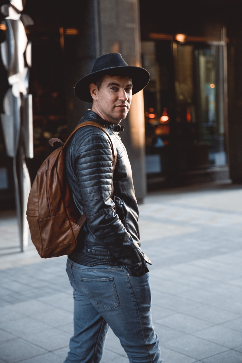 built structure, charming, confident, brown, casual clothing, outdoors, guy, three quarter length, style, fashion, young men, photoshoot, boy, real people