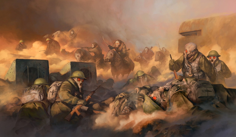 strengthening, masks, gas attack, Stepan Alekseev, 1080P, cavalry, war