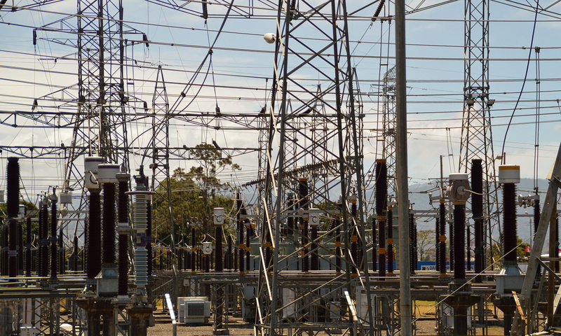 power station, electricity pylon, outdoors, electricity, power line, landscape, connection, power supply, electrical equipment, voltage, day, cables, complexity