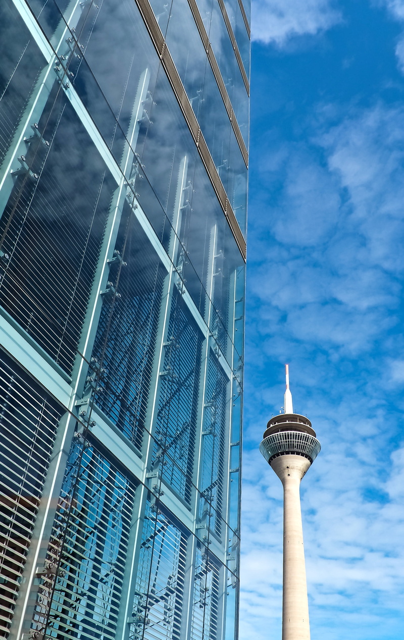 interesting, abstract, town center, tv tower, modern, spire, no people, modern architecture, modern high rise building, low, rhine tower, city gate, downtown