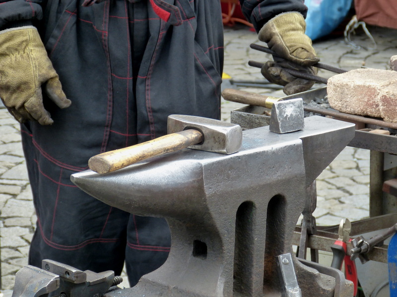Metal, workshop, Forge, industry, occupation, anvil, metal industry, day, work, Iron, men, midsection, holding, hand, skill, hand tool, Craft, real people
