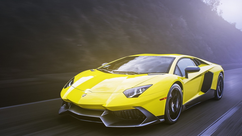 land vehicle, Lamborghini Aventador, motor vehicle, mode of transportation, racecar, motion, road, luxury, yellow, 1080P, yellow cars, day, Lamborghini