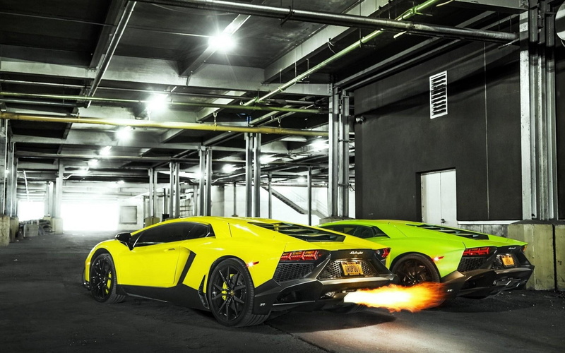 aventador, lp, cars, fire, yellow, green, lamborghini, 1080P, 720-4