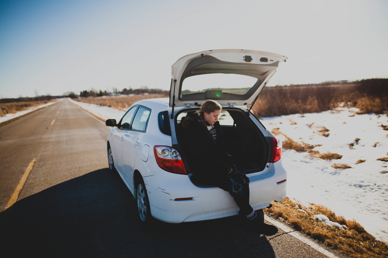 sky, woman, adult, hatchback, land vehicle, leisure activity, girl, people, road, only men, day, full length, one man only, luggage, transportation, trip