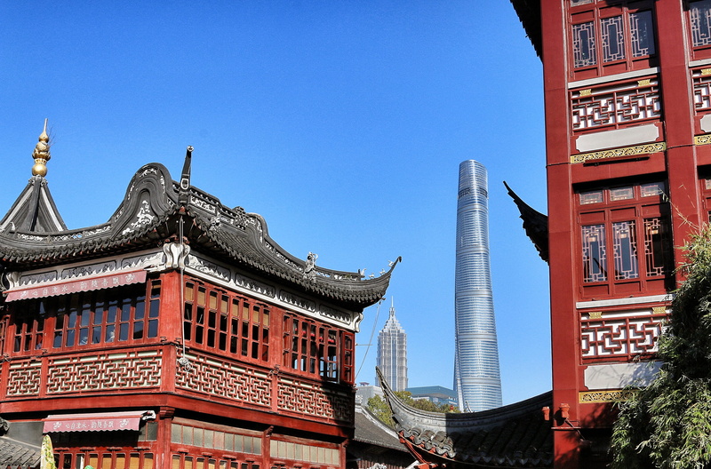 2K, shanghai, the past, blue, travel destinations, no people, chinese culture, old town, china, building, day, sky, clear sky, building exterior, outdoors