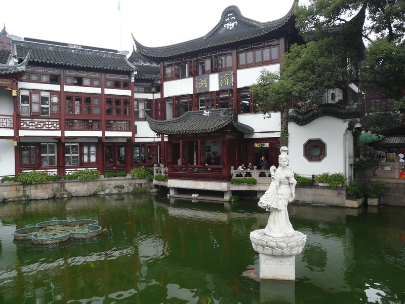 body, waterfront, green, reflection, no people, china, statue, tree, concrete, building, 2K, lake, nature, art and craft, old town, religion, outdoors