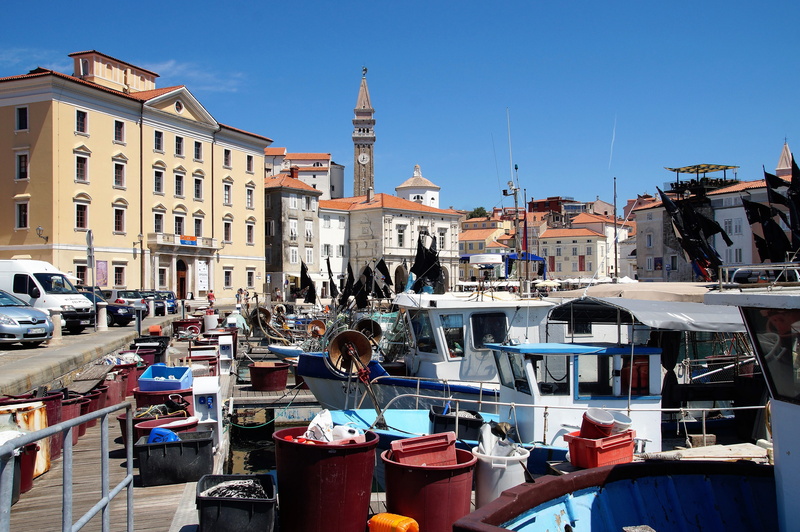 canal, nautical vessel, ancient, day, architecture, transportation, nature, seaside, fishing port, 5K, blue, old town, town, travel, slovenia, the historic city of