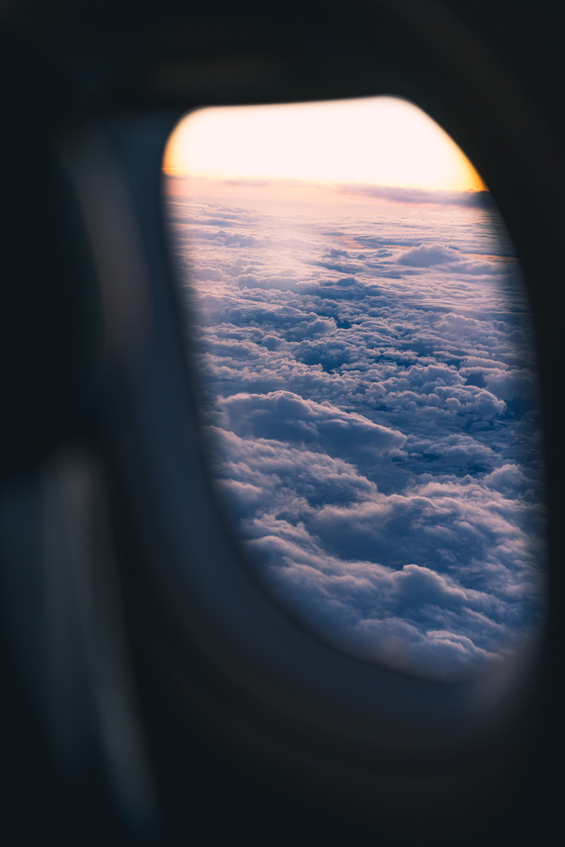 cloud, outdoors, 5K, clouds, aircraft, transparent, glass - material, cloud - sky, sky, sunset, journey, airplane, travel, flying, photo, cloudscape, window