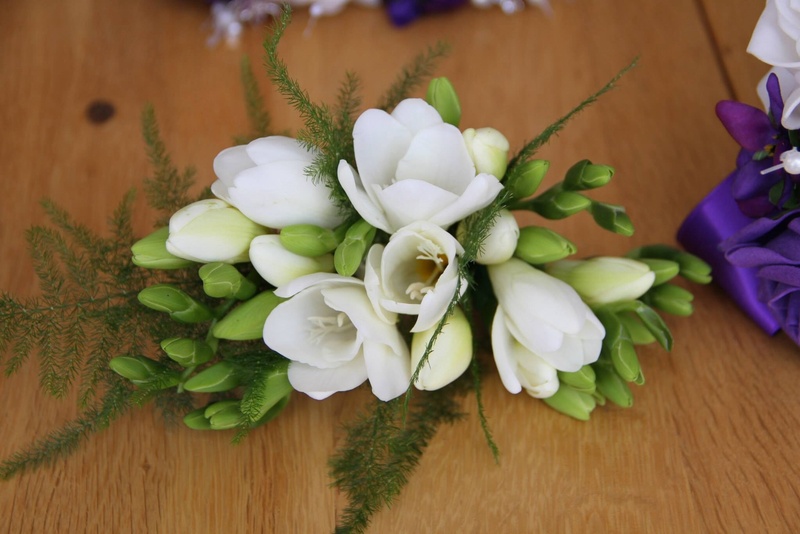 no people, petaled, white corsage, purple, flowers, wedding corsage, fragility, wedding, petal, vulnerability, bouquet, beauty in nature, plant, flower
