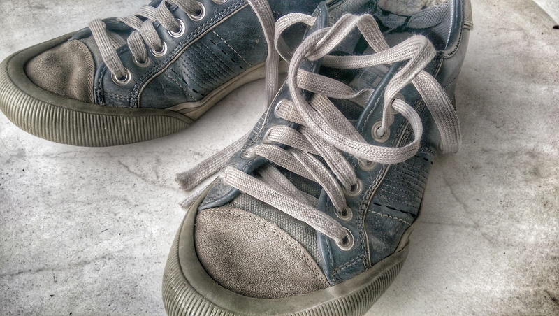 broken, indoors, lace - fastener, shoelace, shoe, Sports Shoes, obsolete, still life, old shoes, leather, two objects, sneaker, personal accessory, day