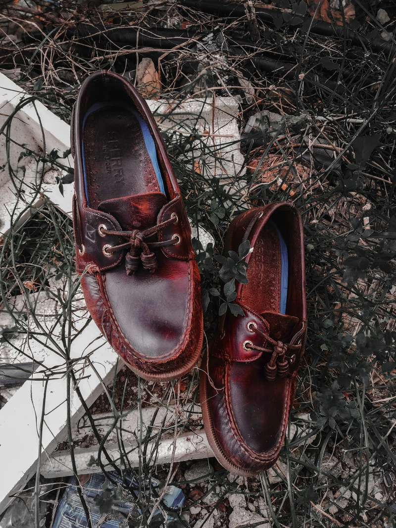 leather, no people, nature, run-down, fashion, day, rusty, high angle view, personal accessory, close-up, damaged, mode of transportation, white, messy