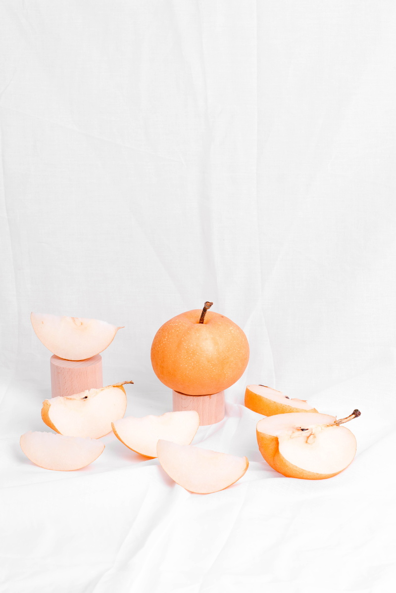 yellow, apple, backgrounds, pear, apple - Fruit, minimalist, orange Color, 5K, orange - Fruit, dessert, sliced, minimal, snack, juice, orange, decoration
