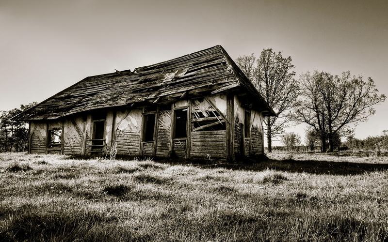 urban, bw, hd, nature, 720P, house, abandon, decay, deserted, gray, wooden