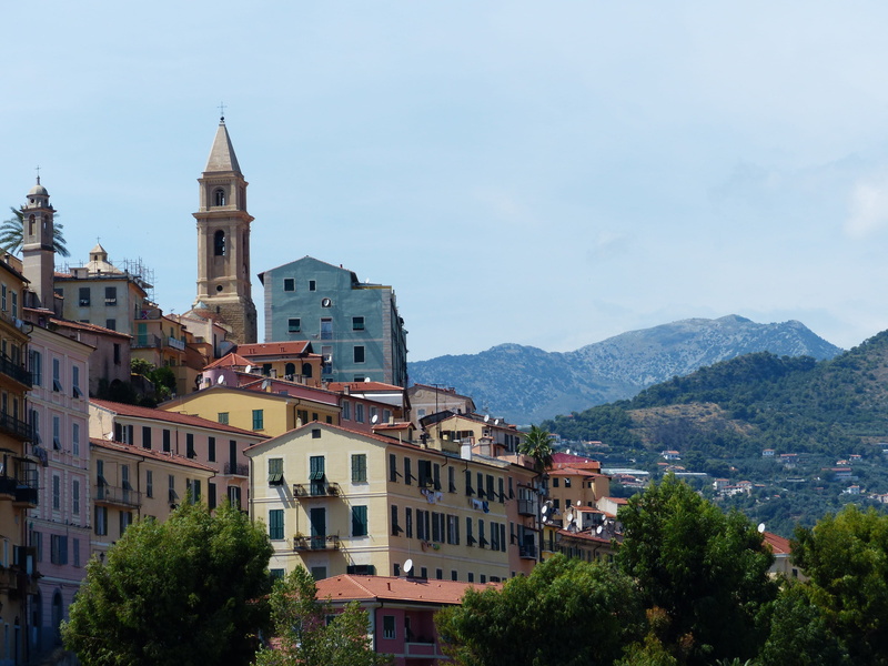riviera, tree, plant, city, architecture, religion, buildings, outdoors, green, spire, 4K, liguria, tower, north italy, homes, cathedral, province of imperia
