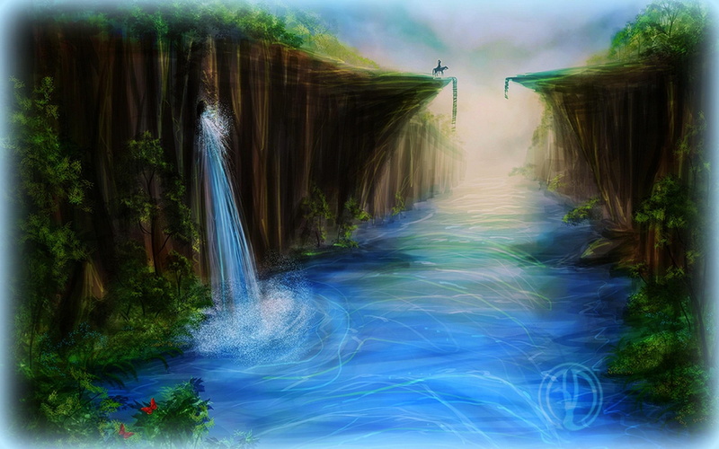 digital-art, animals, butterflies, rivers, scenery, 2K, trees, waterfalls, bridge, forests, plants, flowers, weird-things-, broken