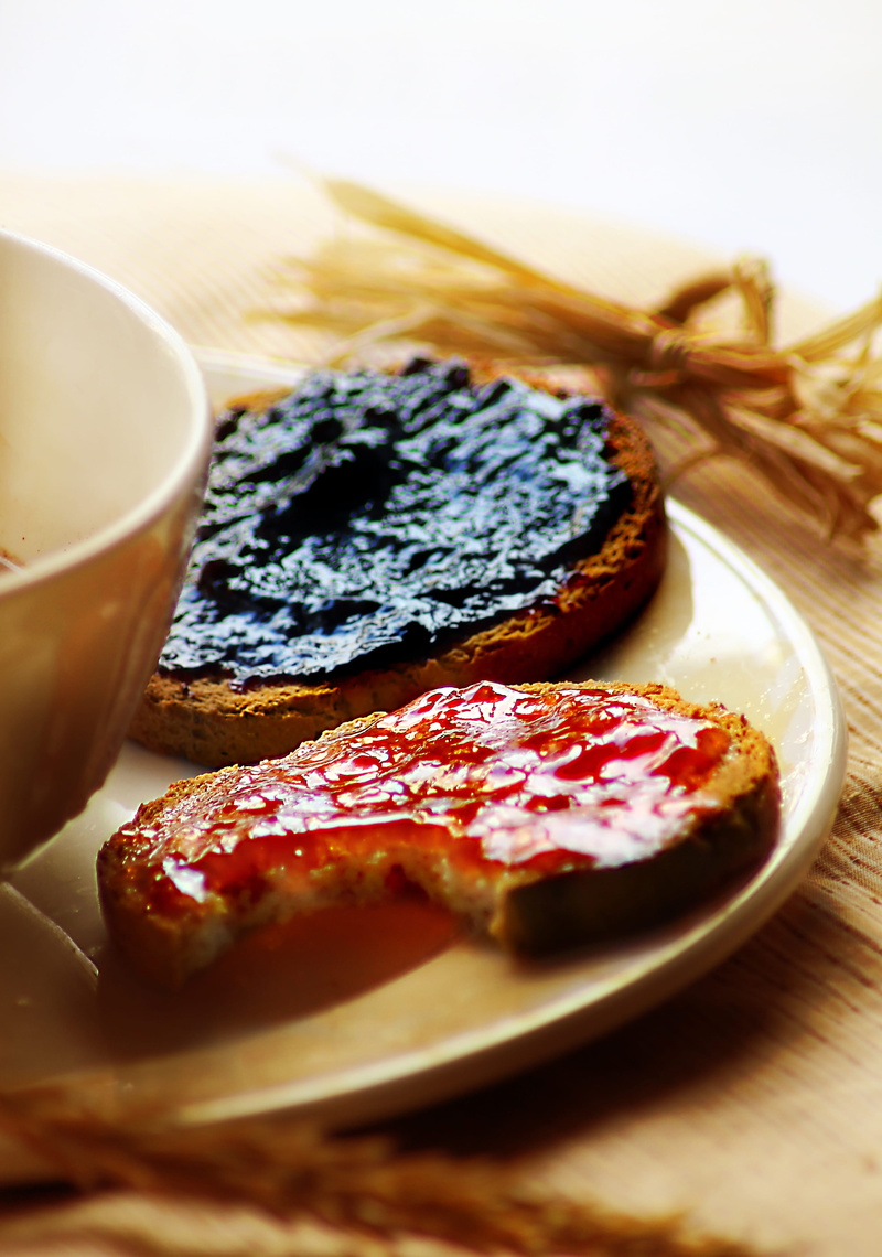 plate, meal, homemade, wood - Material, freshness, toasted bread, breakfast, meat, rustic, soft focus, food, temptation, jam, fruit, ready-to-eat, 4K