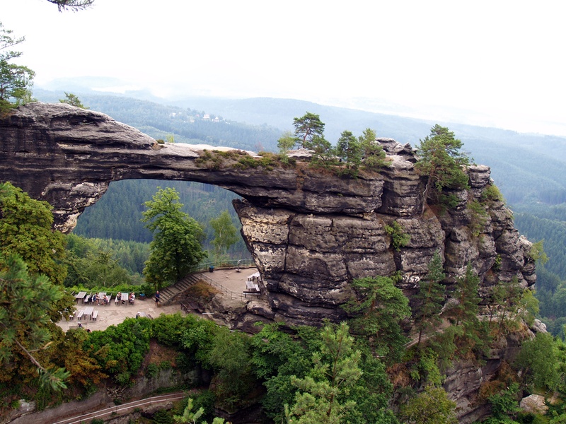 pravcice gate, rock formation, czech switzerland, tree, solid, tranquility, tranquil scene, physical geography, land, eroded, czech republic, mountain