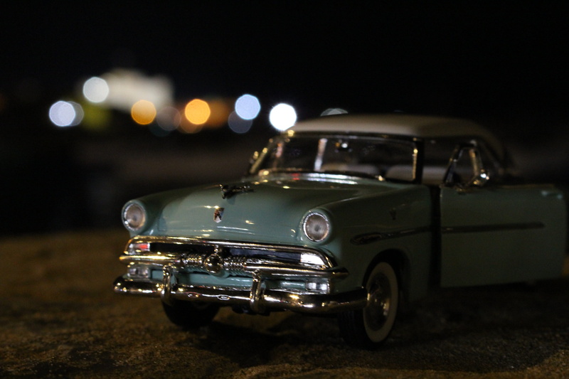 vehicle light, stationary, field, land vehicle, car, chrome, motor vehicle, retro, vintage car, city, night, retro styled, headlight, toy, mode of transportation