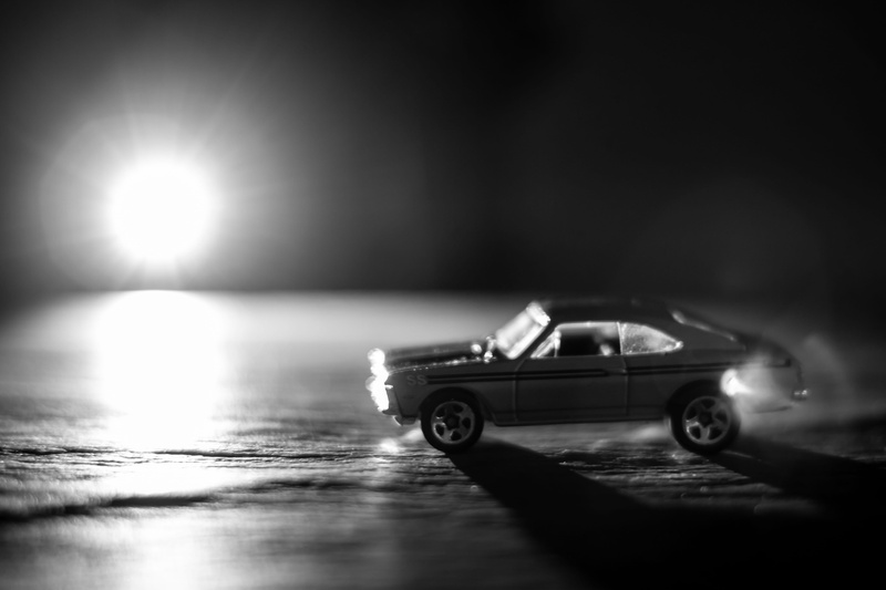 motion, toy, nature, water, illuminated, 4K, sunlight, selective focus, person, colors, motor vehicle, black-and-white, design, blurred background, model car