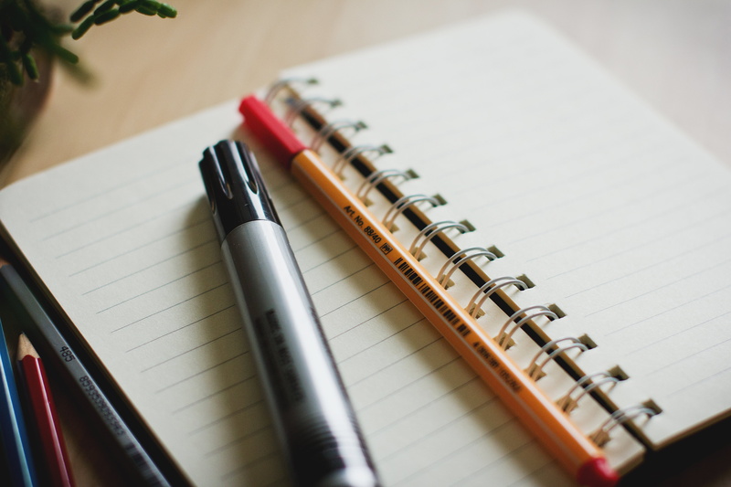 black, blank, fountain pen, pencil, notepad, writing instrument, table, spiral notebook, note pad, high angle view, education, day, writing, 5K, notebook