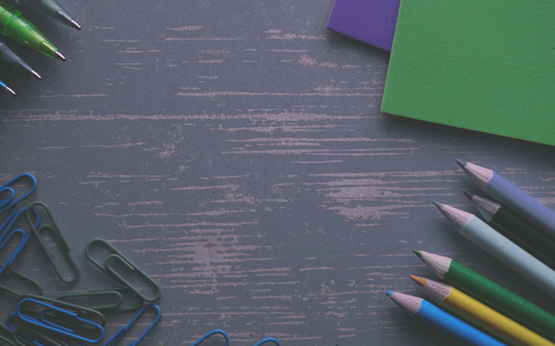 2K, high angle view, no people, desk, writing instrument, colour, color, work, table, folders, office supplies, office supply, wood, still life, directly above
