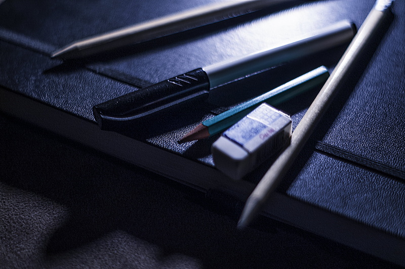 still life, indoors, pencil, creative, communication, beside, blue, desk, electronic organizer, portable information device, mobile phone, eraser, tools