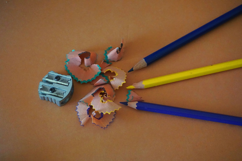 still life, pencil shavings, crayon, education, colouring pencils, writing instrument, yellow, wood - material, colored pencil, equipment, close-up, no people