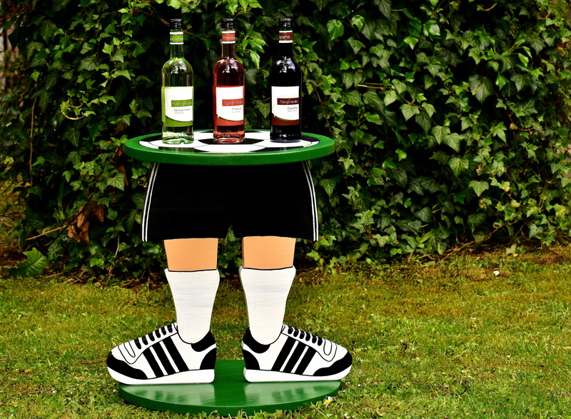 wood, hand painted, outdoors, wine glass, nature, wine bottle, refreshment, standing, hand labor, front or back yard, creative, celebration, food and drink