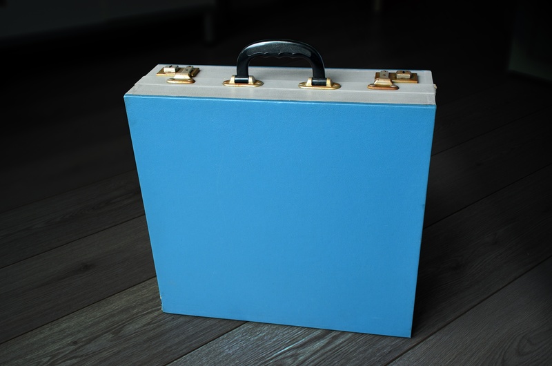 food and drink, vinyl, box, no people, 45 rpm, container, wood, metal, 1960s, retro, flooring, food, case record box, travel, day, sixties, single object