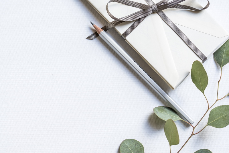 ribbon, decoration, white, plant, gray, plant part, beside, no people, blank, white color, book, pencil, pen, still life, table, studio shot, box, arts