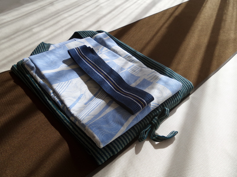 sunlight, furniture, no people, textile, fashion, set, hostel, relaxation, japan, small group of objects, bedroom, surface, cover, yukata, garment, hospitality