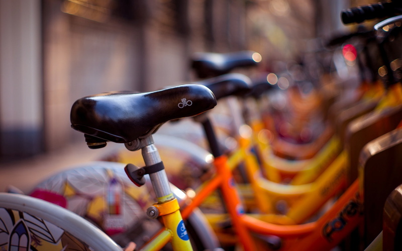 1080P, s, bike, seat, different, bokeh, full screen, blur, fullscreen, bikes, background, bicycle, yellow, widescreen, street