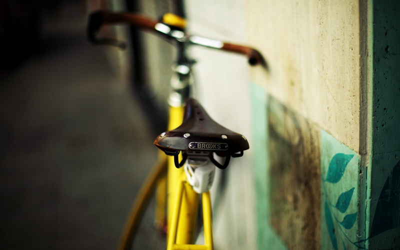 background, fullscreen, sport, full screen, seat, yellow, blur, bicycle, HD, 1080P, stay, bike, wall, macro, different, widescreen