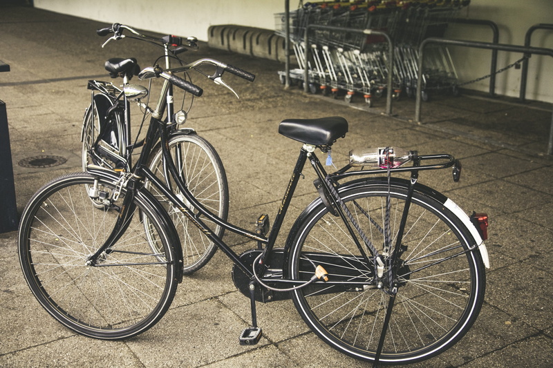 style, stationary, parking, wheel, dutch, bicycles, cycling, city life, footpath, turned off, bicycle rack, day, no people, retro, travel, city, bicycle