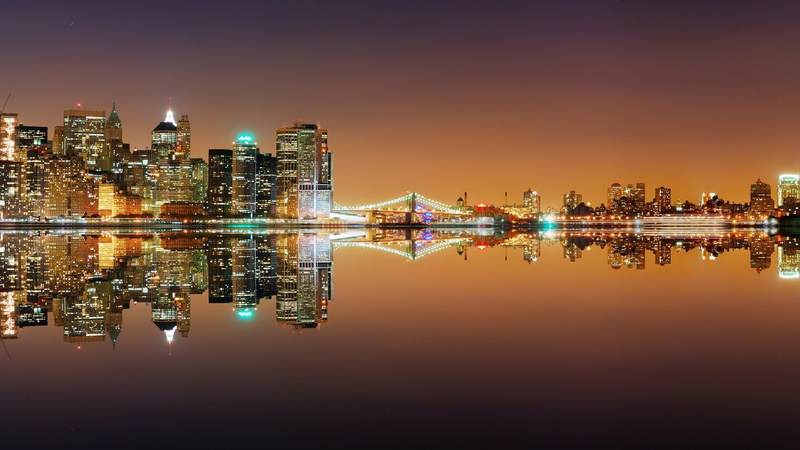 financial district, architecture, travel destinations, river, night, skyscraper, tourism, usa, skyscrapers, no people, water, urban, outdoors, landmark