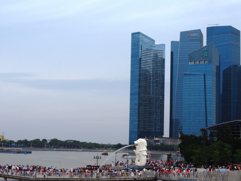 bay, asia, Building, blue, business, landmark, tourism, metropolis, raffles place, cityscape, day, city, group of people, travel, nature, office, real people