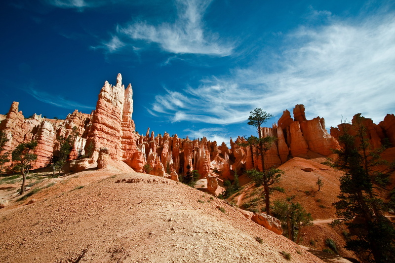 arid climate, landscape, united states, tranquility, sky, rock formation, park, travel, cloud - sky, america, usa, nature, bryce canyon, beauty in nature