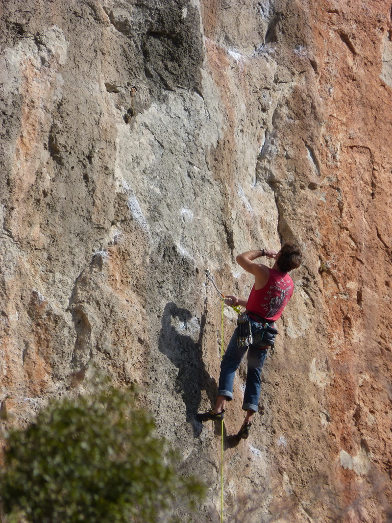 rock - object, one person, outdoors, rear view, full length, formation, 4K, sport, day, activity, rock formation, siurana, solid, escalation, climbing